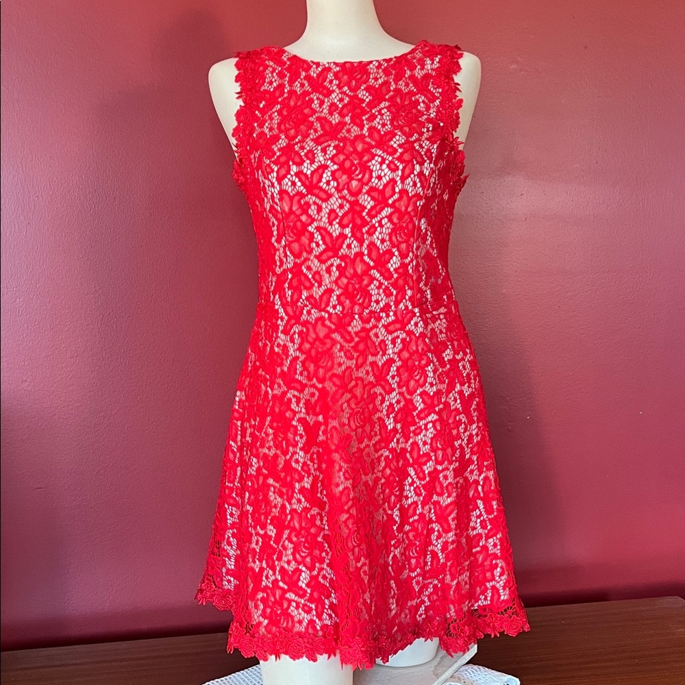 Like new Mi Ami Vibrant Red Lace Dress